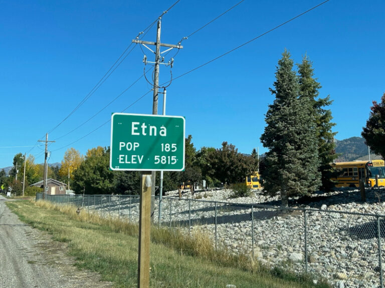 Etna Wyoming population sign